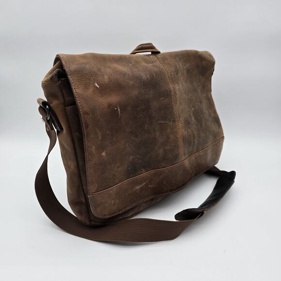 Wilsons Leather Messenger Bag Brown Vintage Legal Breifcase Shoulder Distressed - Picture 3 of 16